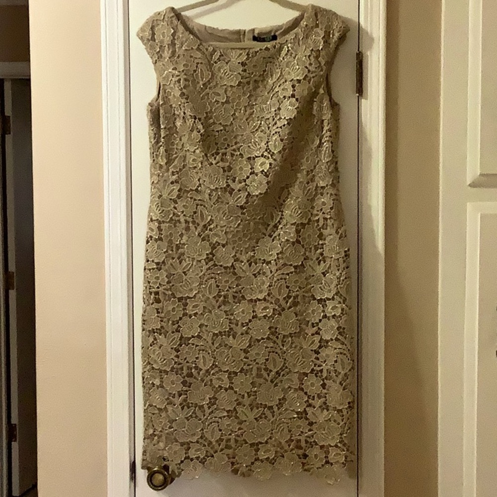 LRL Gold lace dress.